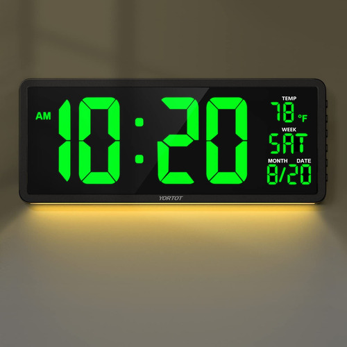 Reloj Pared Digital 16  Control Remoto 7 Luz Nocturna 4 Led