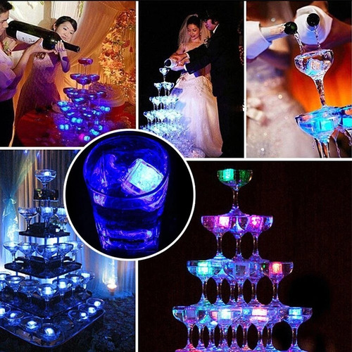 Imagen 2 de 9 de 40 Piezas De Cubitos De Hielo Brillantes Bloque Led Blink Se