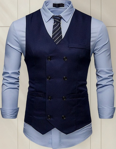 Zh Chaleco Casual De Doble Botonadura De Moda Para Hombre