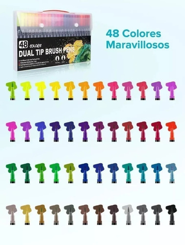 Imagen 6 de 6 de 48 Colores Plumones Punta Pincel Brush Marcadores Lettering
