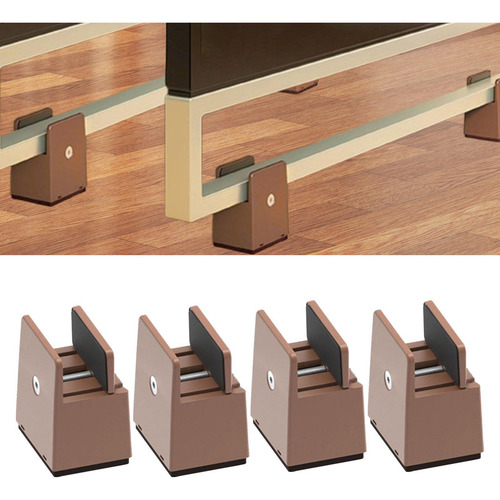 4 Piezas De Elevadores De Cama Altura 5 Cm Marrón