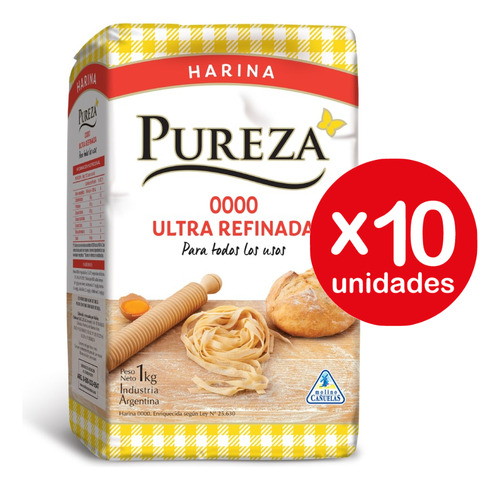 Harina Pureza 0000 Ultra Refinada De 1kg X10 Unidades