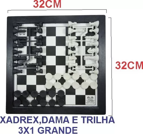 Jogo de Tabuleiro Dama e Trilha - 2 em 1 - Grande 32cm Dutati