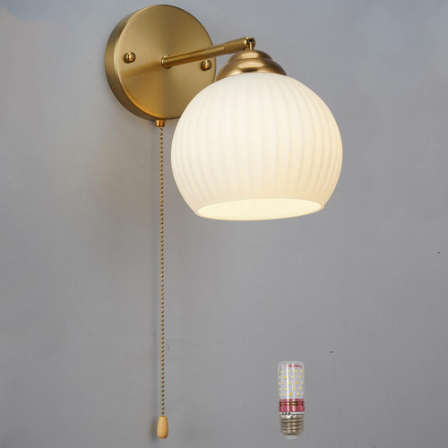 Aplique De Pared Dorado Moderno Con Interruptor De Mano