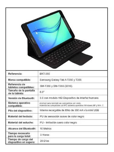 Estuche Teclado Bluetooth Samsung Galaxy Tab A T350 T355