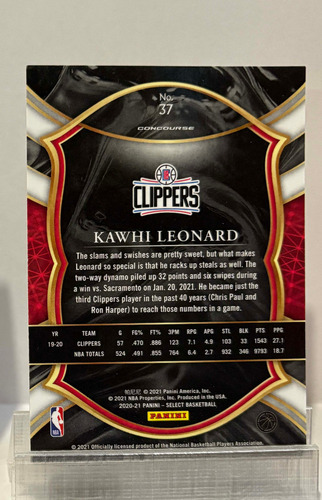 Kawhi Leonard Panini Select '20 - '21 (37) (Usado)