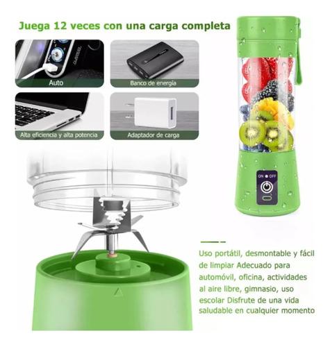 Mini Licuadora Portátil Recargable Usb Vaso Jugos Licuados Morado
