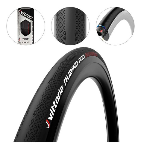 Pneu 700x25 Vittoria Rubino Pro Tubeless Ready Preto Kevlar