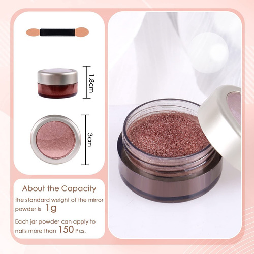 Polvo Para Uñas Cromado Efecto Espejo·oro Rosa