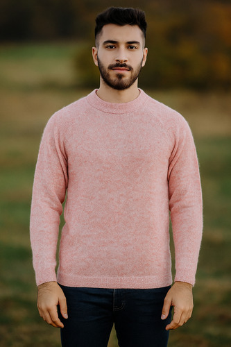 Sweater Pullover Lana De Alpaca Liso Peinado