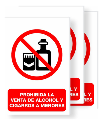 3 Pzas Señalamiento Prohibida La Venta De Alcohol Cigarros