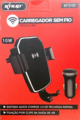 Imagem 3 de 7 de Carregador Veicular Indução Qi Sem Fio Suporte Carga Rápida