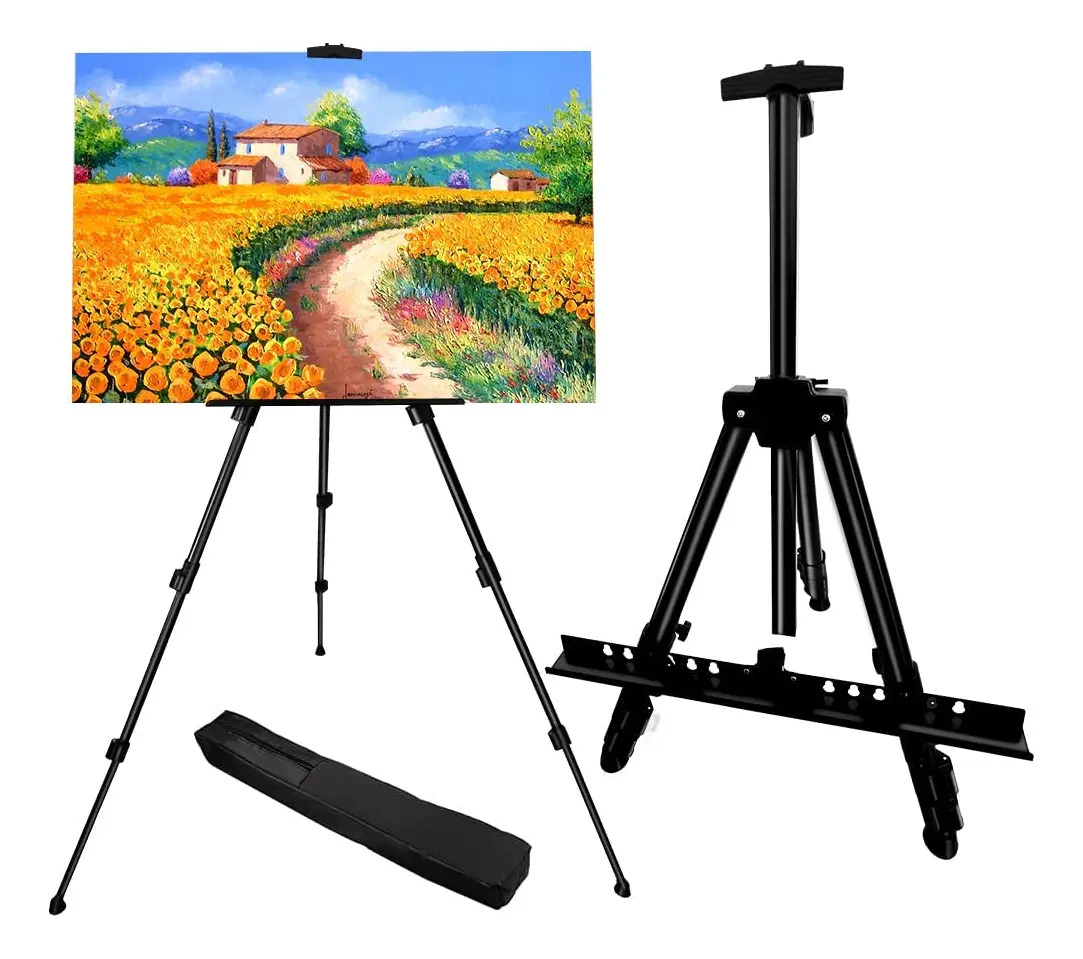 Caballete de Pintura Portátil para Artista, Trípode de Metal Plegable con Bolsa