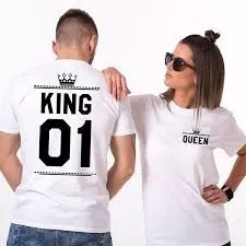 Camiseta De Casal King Queen Coroa Rei Rainha