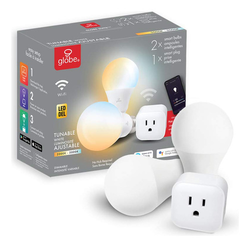 Globe Electric A19 E26 (mediano) Smart Wifi Led Kit Sintoni.