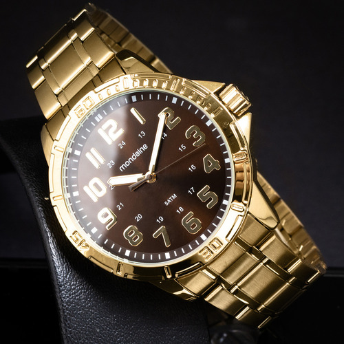 Relógio Masculino Mondaine Dourado Prova D'água Com Iluminator
