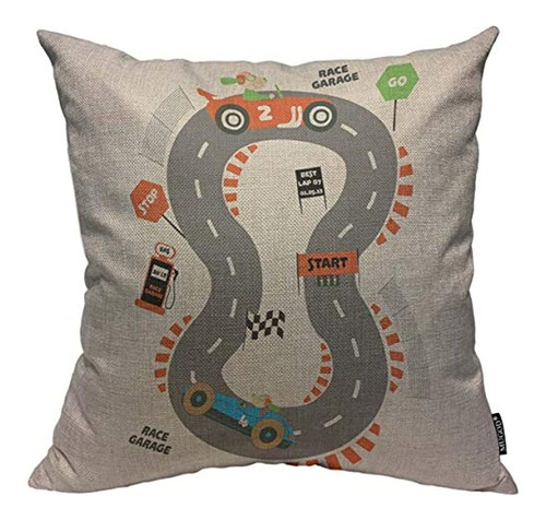 Mugod Race Garage Throw Pillow Cover Race Cars Runway Race P