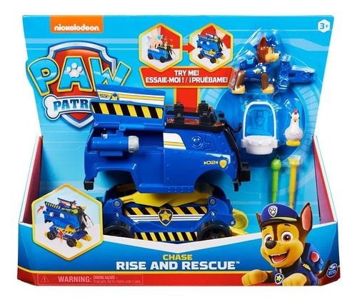 Paw Patrol Rise And Rescue Whell Vehiculo Elevador + Figura Chase Camion Policia