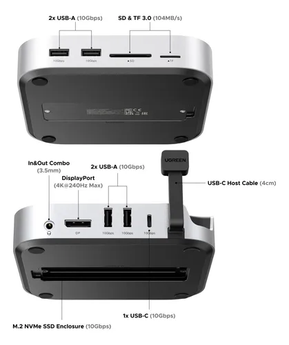 Dock Ugreen Para Mac Mini M4 Y M4 Pro 2024 Con Soporte Y Car