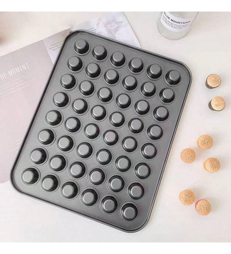 48 Moldes Redondos Antiadherentes Para Mini Magdalenas Color Negro