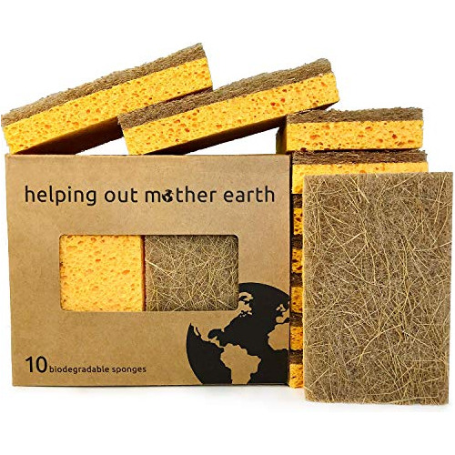 Natural Sponge 10 Pack - Eco Friendly Kitchen Sponge Fo...