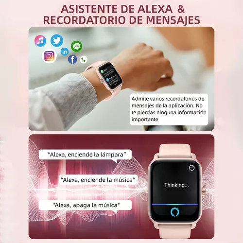 Smartwatch Mujer Hombre Reloj Inteligente Bt Llamadas Alexa Negro