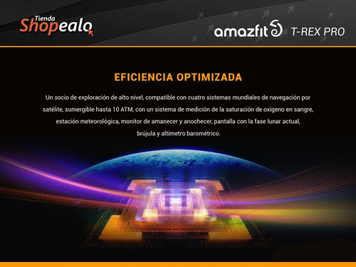 Imagen 6 de 9 de Smartwatch Amazfit T-rex Pro Gps Negro Spo2 10 Atm Cuota -*