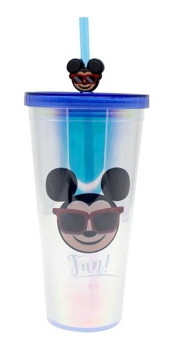 Copo C Canudo Holográfico Mickey Cool Emoji 650ml Zc