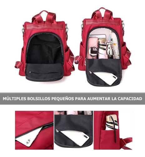 * Mochila Bolsa Antirrobo Impermeable Nylon Mujer Moda Clasico