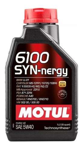 Óleo Mutul 6100 Motor Syn-nergy 5w40 Sintético 1 Litro