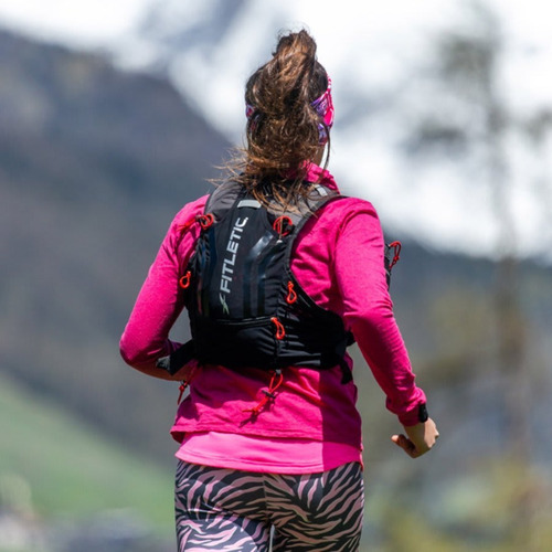 Mochila De Hidratación Fitletic Trail Ciclismo Hydrun Vest Color Negro / S-m