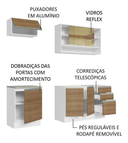 Cocina Integral Completa Modular Madesa Glamy Color Blanco/Marrón 11