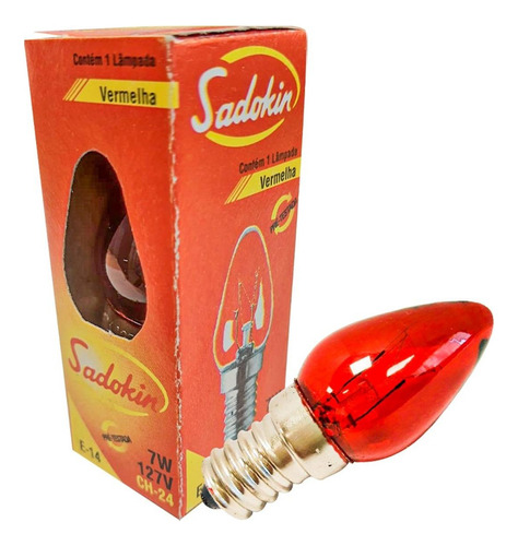 Lampada Chupeta Sadokin 7wx127v. E14 Vermelha - Kit C/25 Pec