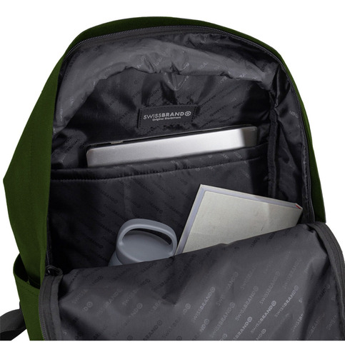 Mochila Urbana Unisex Porta Notebook Swissbrand Juvenil Verde Oscuro Liso