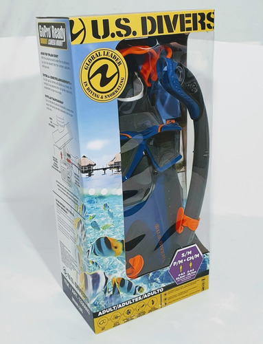 Kit De Buceo Snorkel Visor Cristal Aletas Us Divers Adulto