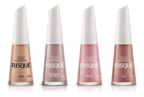 Kit 4 Esmalte Risque Tons De Nude Venus Astral Bali Cremoso