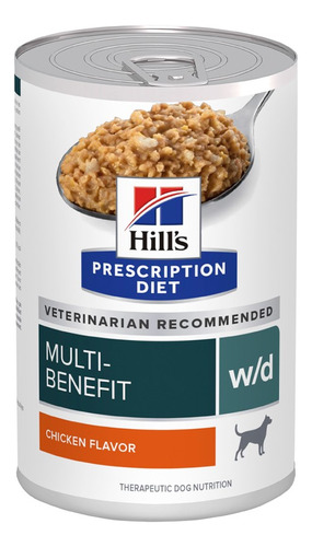 Alimento Hill's Prescription Diet Multi-Benefit w/d para cão adulto todos os tamanhos sabor frango em lata de 370g