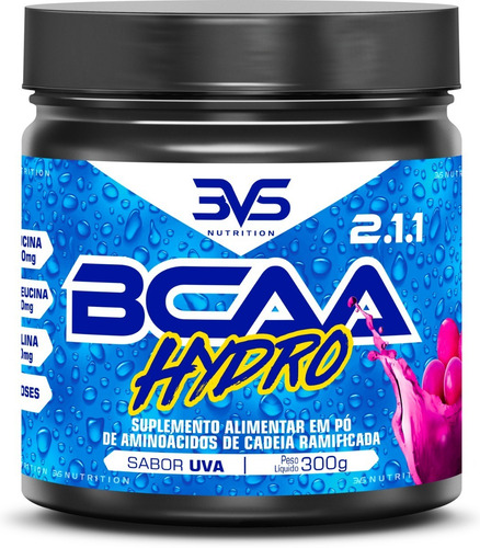 Bcaa Hydro 2:1:1 Concentrado Com 2000mg Por Dose 300g - Sabor: Uva
