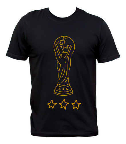 Remera Negra Argentina Copa Del Mundo Tres Estrellas