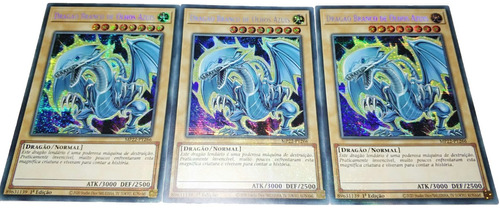 Yu-gi-oh! 3x Dragao Branco De Olhos Azuis Secretosmp22-pt266