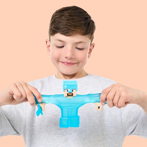 Boneco Estica Goo Jit Zu Minecraft Steve Com Armadura