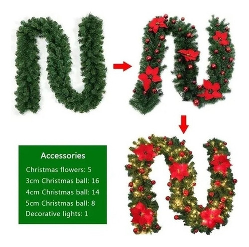 Xinnuo Guirnalda De Ratán Led Navideña De 2,7 M Decorativa