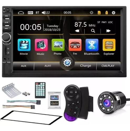 Radio Carro Bluetooth + Camara Usb Sd Pantalla 7 Hd Mod 2020