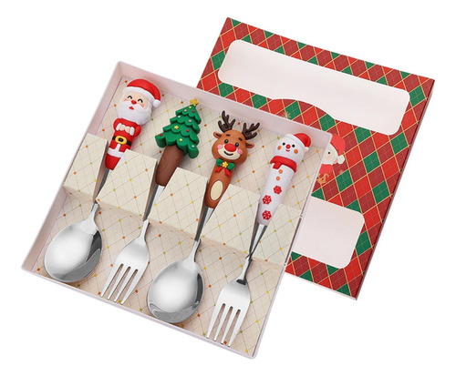 Set De Cubiertos Navideños Brillantes, Acero Inoxidable