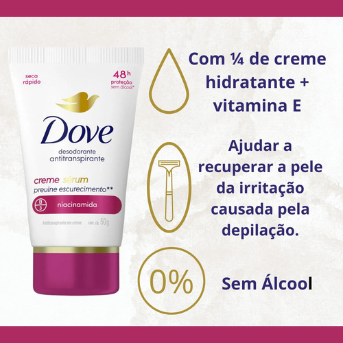 Kit 2 Desodorante Creme Dove Sérum Previn Escurecimento 50g
