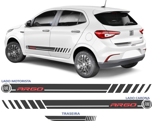 Faixas Lateral E Traseira Fiat Argo Adesivos Drive Hgt