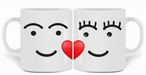 Taza Cerámica Día De Los Enamorados Caritas - Personalizada