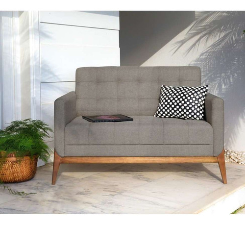 Sofá 2 Lugares Brooks Linho Cimento 126 Cm Cor Cinza