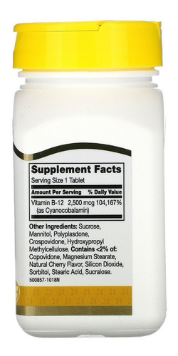 B-12 2.500 Mcg 110 Comprimidos Sublinguais 21st Century Usa