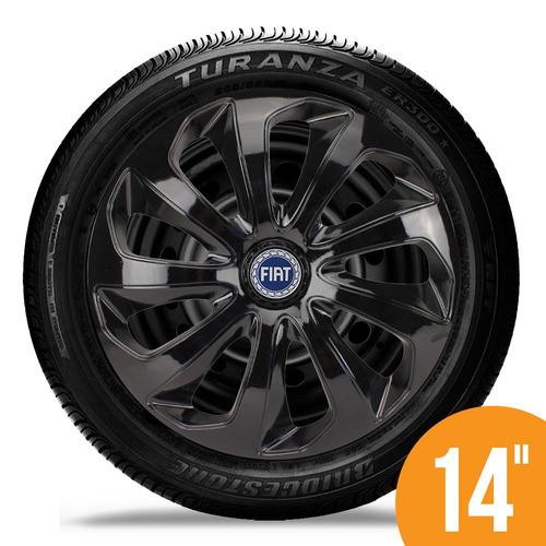Imagem 1 de 1 de Jogo Calota Esportiva Velox 14 Black Preta Fiat Uno Palio A